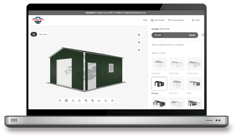 3d carport builder computer view
